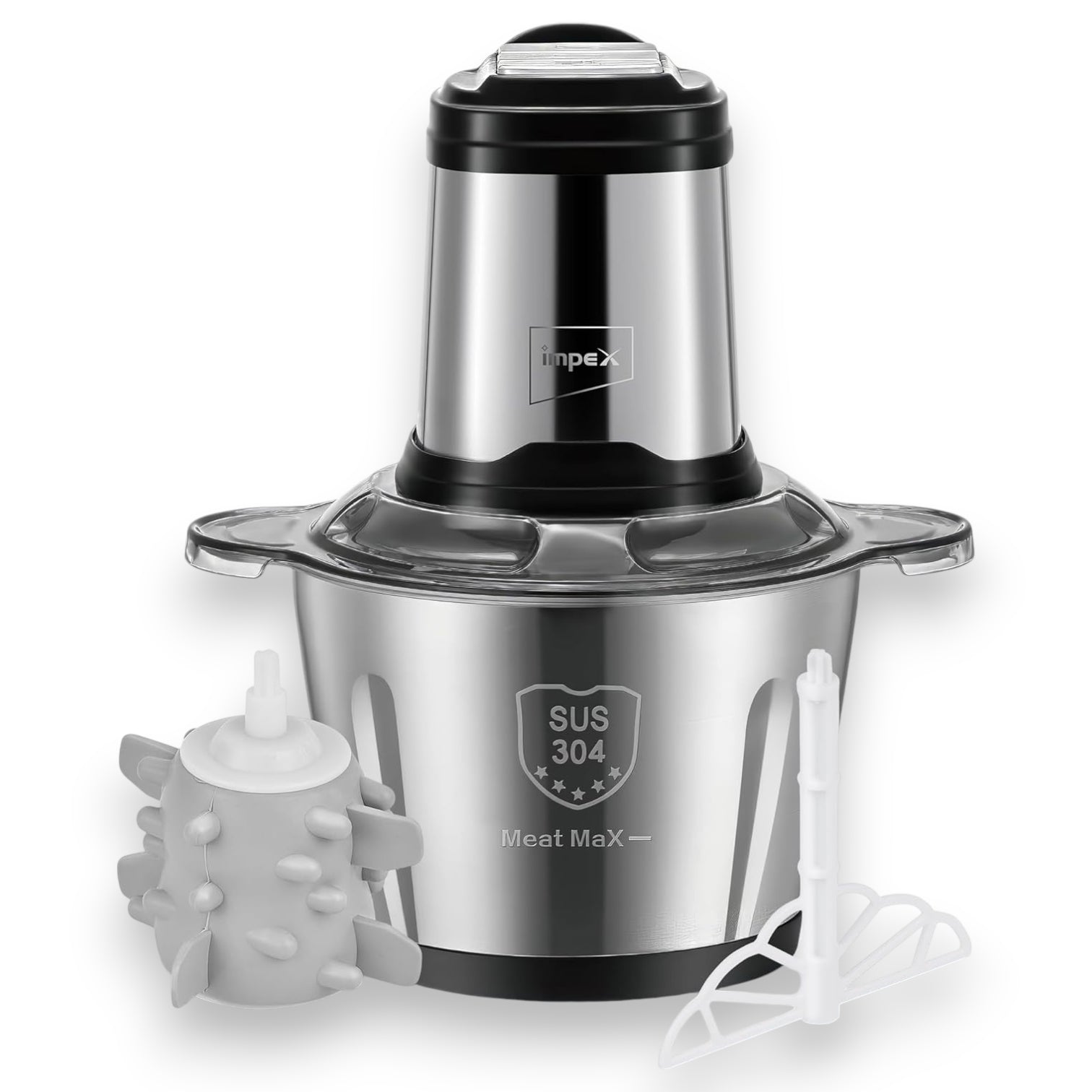 Impex FC 3206 Electric Food Chopper 3L | 400W Multi-Purpose Chopper with 6 Stainless Steel Blades | 3-Speed Adjustable Meat Grinder & Food Processor | Durable SUS 304 Steel Bowl