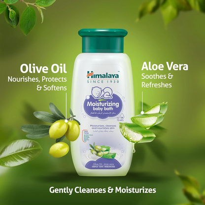 Himalaya No Tears Moisturizing Baby Bath 400ml – Gentle Body Wash with Aloe Vera & Olive Oil | Tear-Free Formula for Newborns & Sensitive Skin | 90.8% Natural Ingredients - Damoo