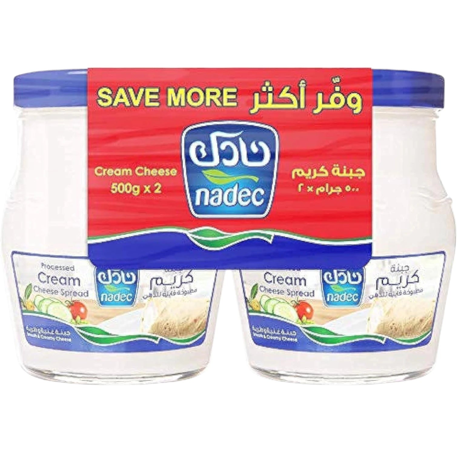 Nadec Cream Cheese 2 x 500g – Premium Creamy Spread in Glass Jars | High Nutrition & Great Taste - Damoo