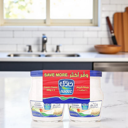 Nadec Cream Cheese 2 x 500g – Premium Creamy Spread in Glass Jars | High Nutrition & Great Taste - Damoo