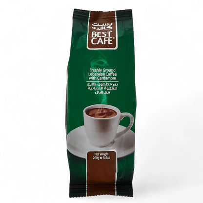 Best Cafe Turkish Lebanese Coffee with Cardamom 250g – Freshly Ground Arabica Beans, Intense Aroma, Medium Roast - Damoo