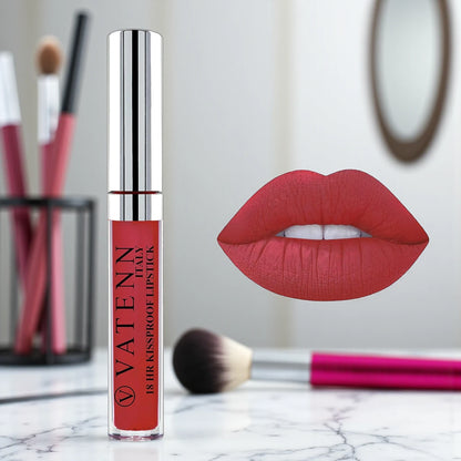 Vatenn Italy 18Hr Kissproof Liquid Lipstick – Shade 25 London | Long-Lasting, Smudge-Proof, Bold Red Matte Lip Color - Damoo