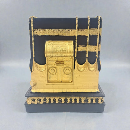 Islamic Kaaba Tabletop Décor – Black & Gold Sacred Architecture Ornament for Home & Ramadan Display (15H x 13L × 13W CM) - Damoo