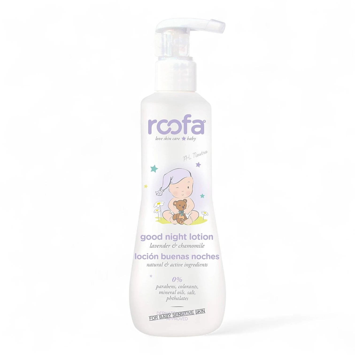 Roofa Good Night Natural Baby Lotion – 200ml | Lavender, Chamomile & Shea Butter | Gentle Moisturizer for Newborns & Sensitive Skin – Made in Spain - Damoo