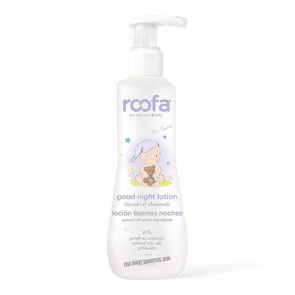 Roofa Good Night Natural Baby Lotion – 200ml | Lavender, Chamomile & Shea Butter | Gentle Moisturizer for Newborns & Sensitive Skin – Made in Spain - Damoo