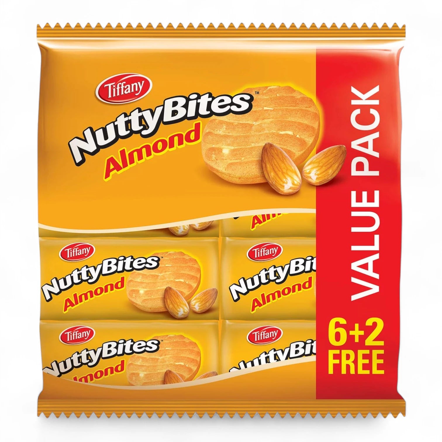 Tiffany Nutty Bites Almond – 8 x 72g | Crunchy Almond Cookies with Rich Nutty Flavor – Perfect for Tea Time or Snacking - Damoo