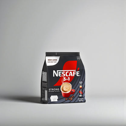 Nescafe 3-in-1 Strong Instant Coffee Mix – 30 Sachets | Intense & Rich Arabica Blend with Creamer & Sugar | Dark Roast - Damoo