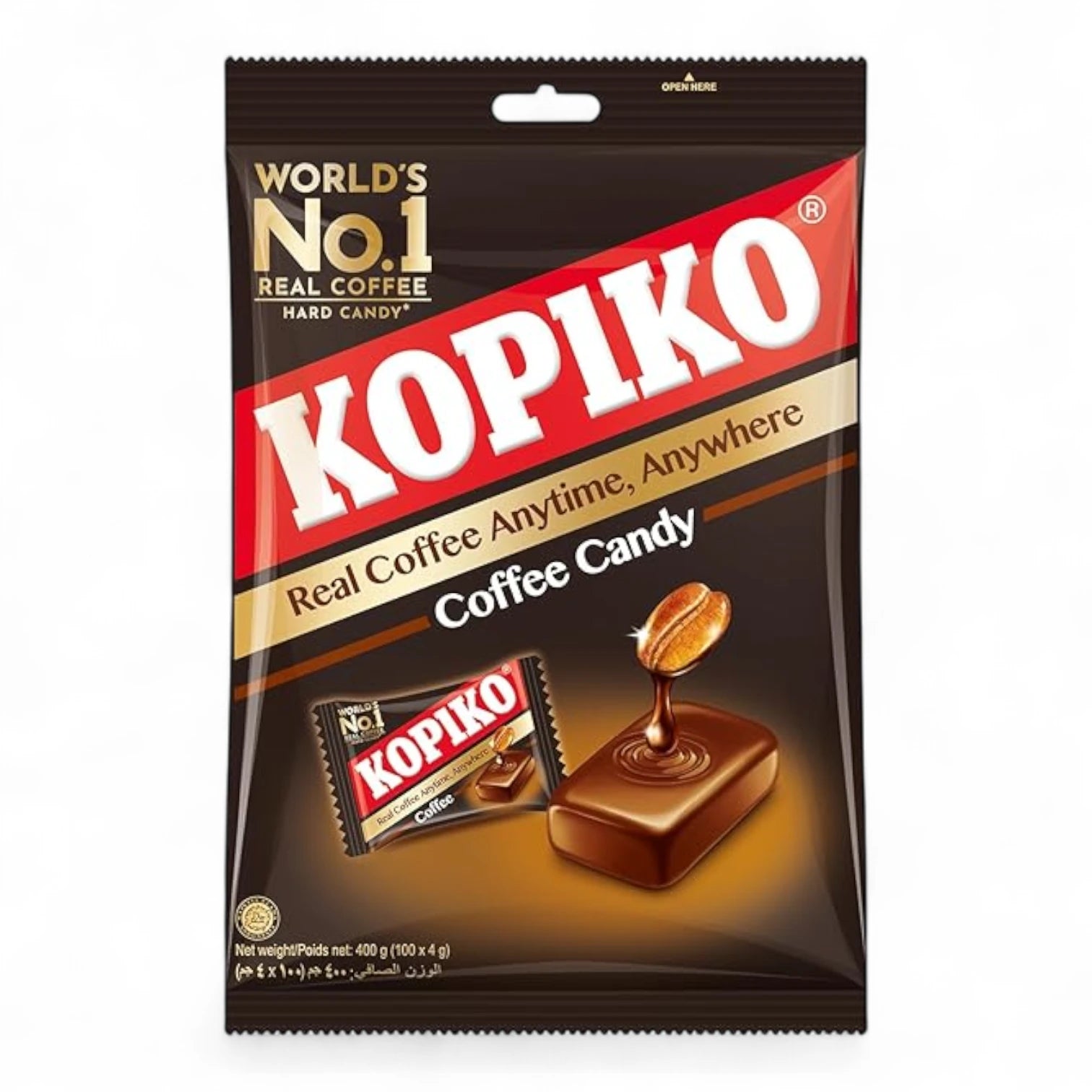 Kopiko Coffee Candy – 400g Bag | Bold Coffee Flavored Hard Candy Made with Real Coffee Extract & Natural Caffeine | Individually Wrapped, Gluten-Free, On-the-Go Energy Boost - Damoo