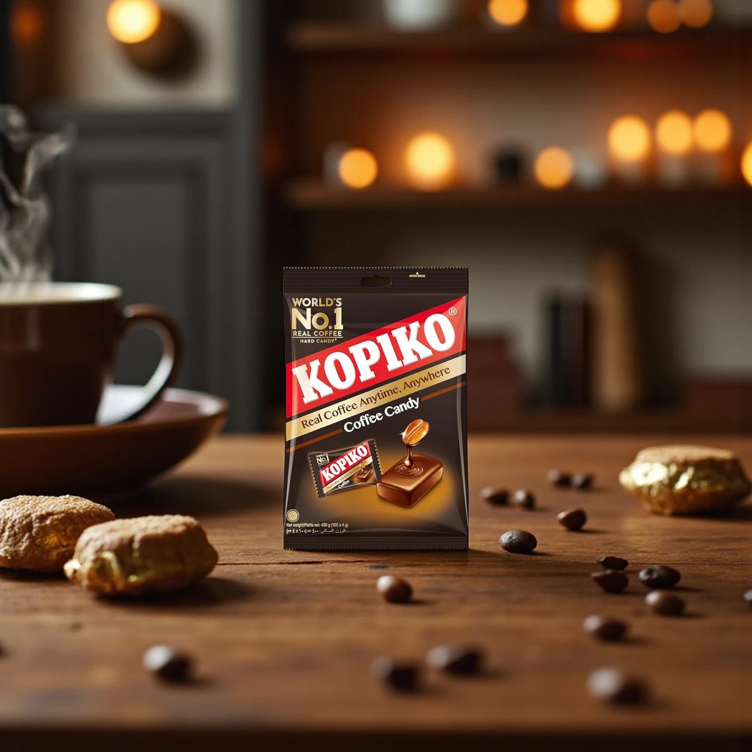 Kopiko Coffee Candy – 400g Bag | Bold Coffee Flavored Hard Candy Made with Real Coffee Extract & Natural Caffeine | Individually Wrapped, Gluten-Free, On-the-Go Energy Boost - Damoo