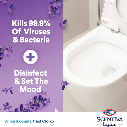 Clorox Scentiva Toilet Cleaner Tuscan Lavender – 709ml x 3 Pack | Powerful Disinfectant with Long-Lasting Fragrance | Removes Stains & Kills 99.9% of Germs