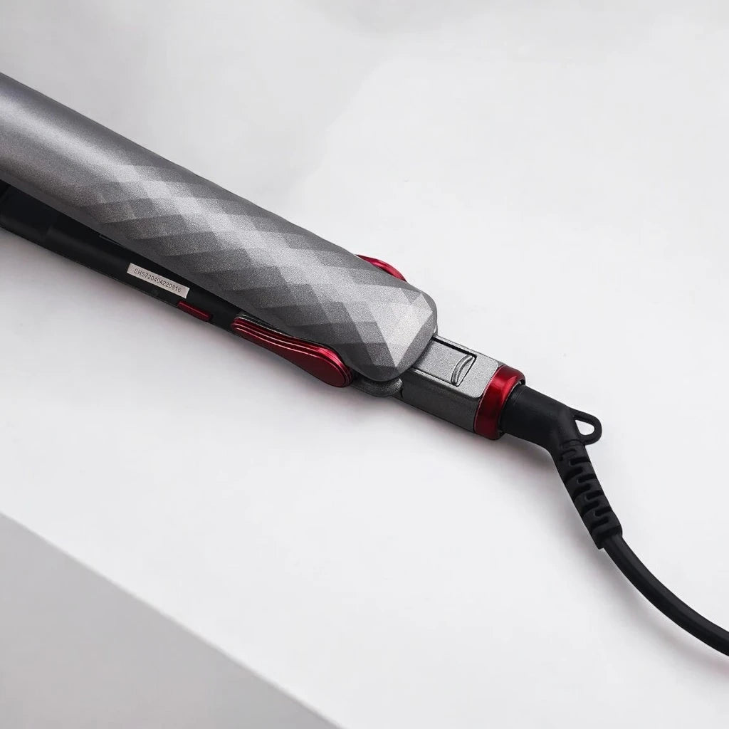 Sonashi Hair Straightener with Ceramic Coating Plates – LCD Display, Max Temperature 200°C, 360° Swivel Cord, Fast Heat-Up, Auto Shut-Off – Frizz-Free, Salon-Quality Styling – Silver, 35W - SHS-2024N - Damoo