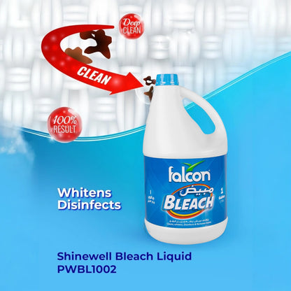 Falcon Bleach Liquid 1 Gallon (3.78L), Multi-Purpose Disinfectant & Stain Remover, Whitens Clothes, Kills Germs & Bacteria for Home, Schools & Laundry Use - Damoo