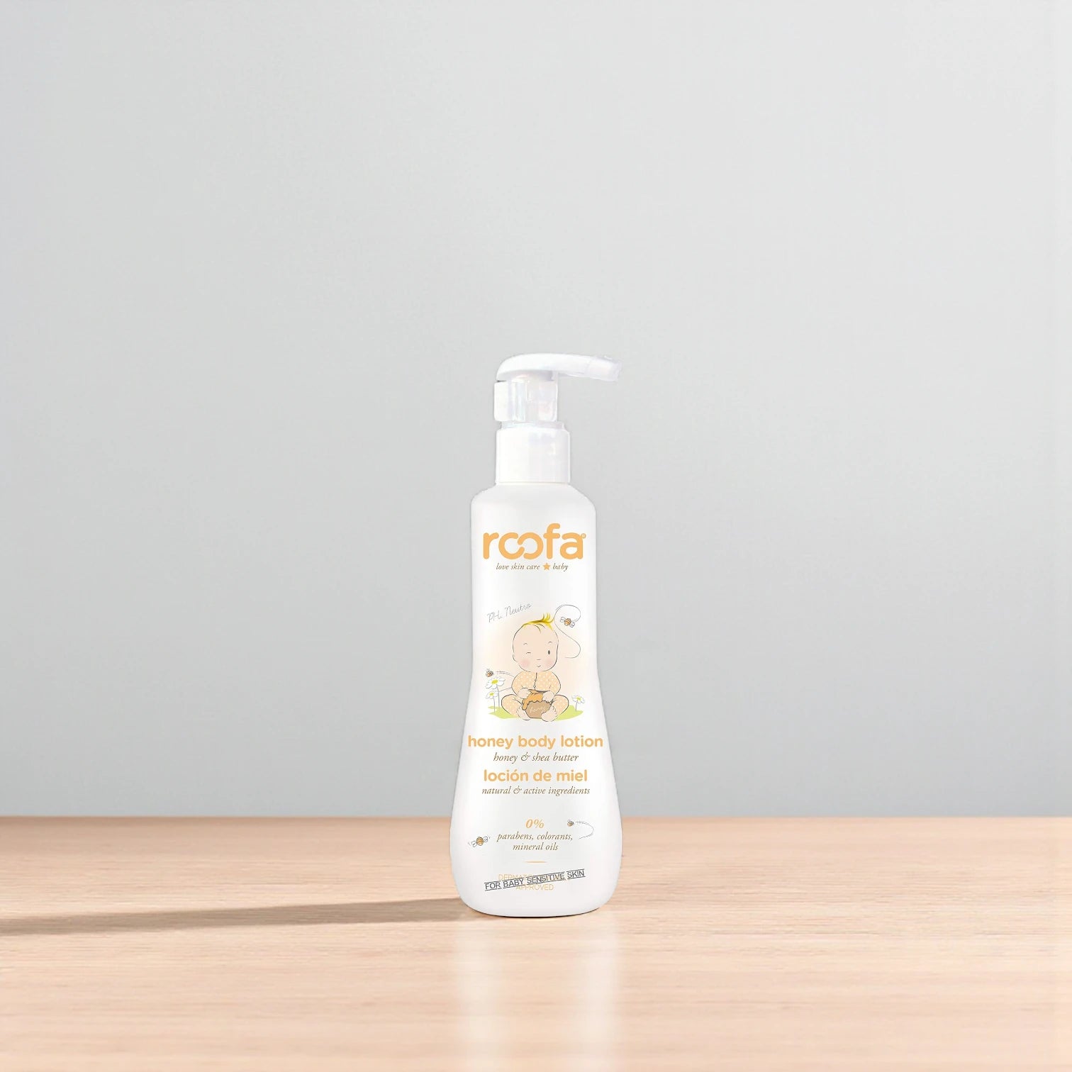Roofa Natural Honey Baby Body Lotion – 200ml | With Shea Butter, Aloe Vera & Chamomile | Gentle Moisturizer for Newborns & Sensitive Skin – Made in Spain - Damoo