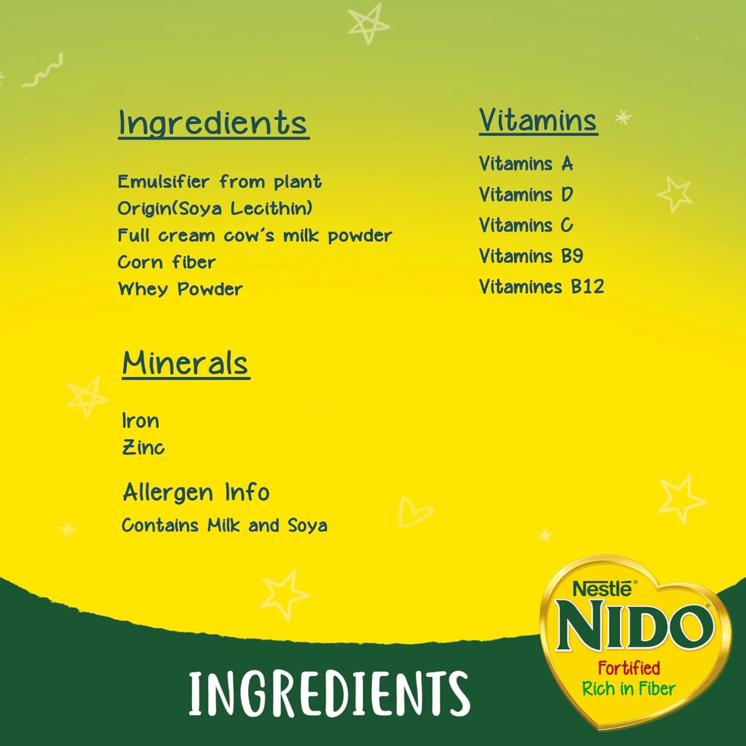 NIDO Fortified Milk Powder Tin 900g – Full Cream Instant Milk for Family Nutrition – With Fiber, Iron, Zinc, Vitamins A, D & C - Damoo