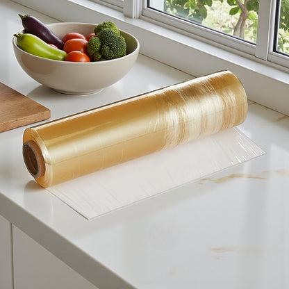 Hotpack Cling Film Food Wrap 500 Sq. Ft. – Strong Airtight Food Wrap for Freshness, Press & Cut Design, Safe Non-Toxic Plastic for Kitchen & Food Storage - Damoo