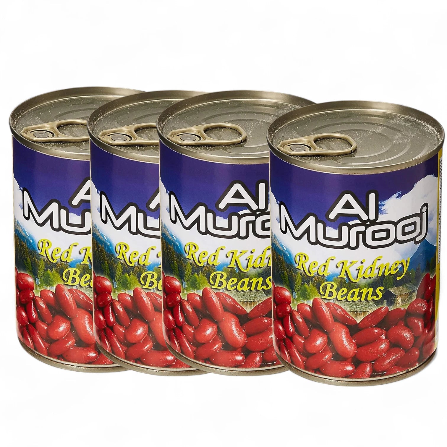 Al Murooj Red Kidney Beans 4 x 400g – Pre-Cooked & Ready to Use | Rich in Protein & Fiber | No Trans Fat or Cholesterol | Natural & Flavorful - Damoo