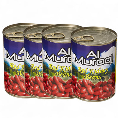 Al Murooj Red Kidney Beans 4 x 400g – Pre-Cooked & Ready to Use | Rich in Protein & Fiber | No Trans Fat or Cholesterol | Natural & Flavorful - Damoo