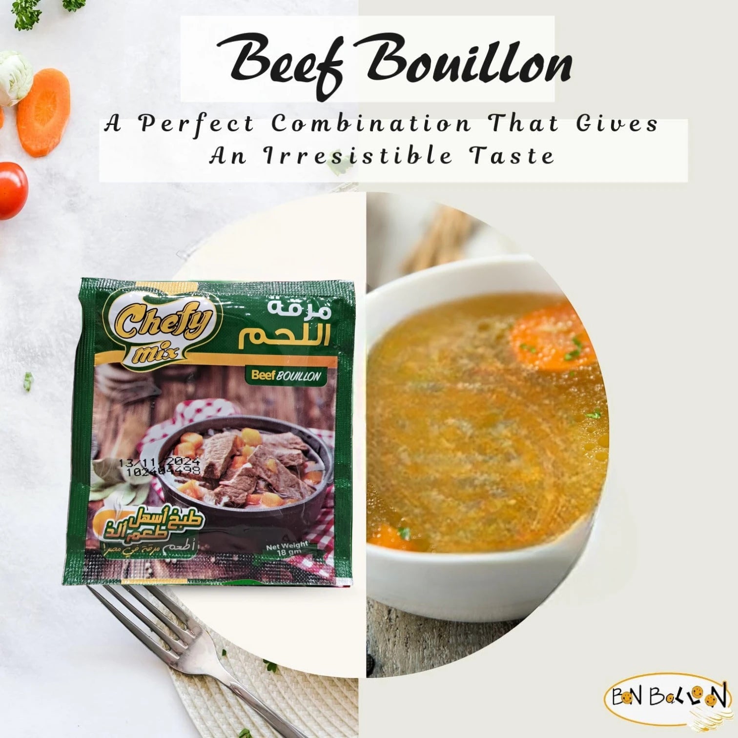 Chefy Mix Beef Bouillon 18g – Granulated Beef Stock Seasoning with Natural Flavors | Ideal for Soups, Stews & Meat Dishes - Damoo