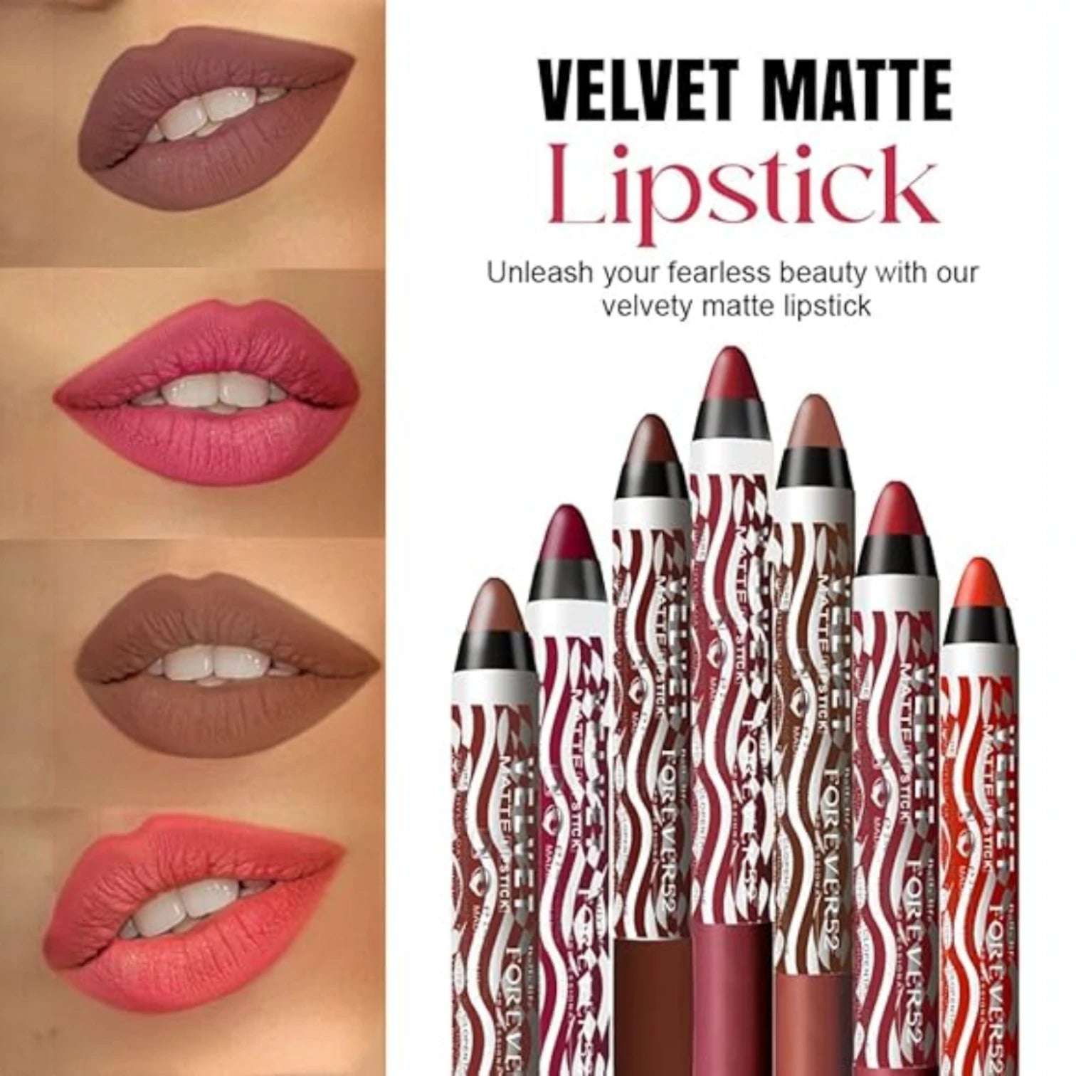 Forever52 Velvet Matte Lipstick – Bombacious (FT013) | Long-Wear, Hydrating, Highly Pigmented Lip Crayon with Light-Reflecting Pigments | Comfortable, Non-Drying Matte Finish - Damoo