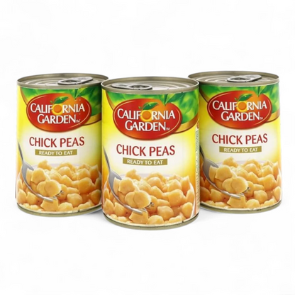 California Garden Canned Chickpeas – Ready-to-Eat 3-Pack (3 x 400g) | High-Protein, Vegan, Fiber-Rich Legumes for Salads, Hummus, & Quick Meals - Damoo