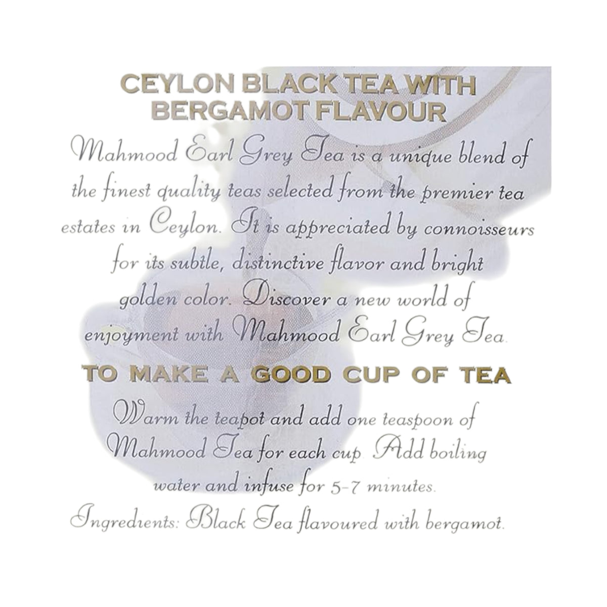 Mahmood Ceylon Earl Grey Black Tea 500g – Premium Loose Leaf Bergamot Flavoured Tea - Damoo