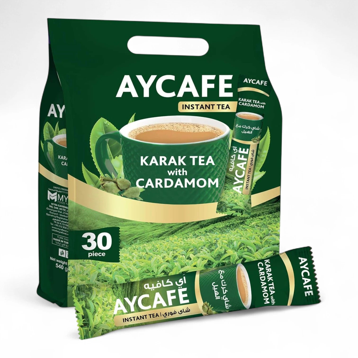 AYCAFE Karak Tea with Cardamom – 30 Sachets | Authentic Instant Karak Blend with Bold Flavor & Aromatic Cardamom | Easy to Brew Anytime, Anywhere - Damoo