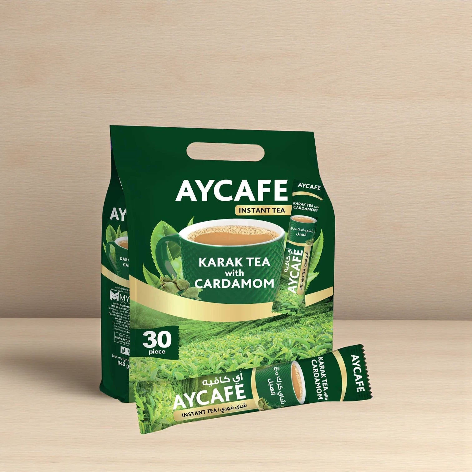 AYCAFE Karak Tea with Cardamom – 30 Sachets | Authentic Instant Karak Blend with Bold Flavor & Aromatic Cardamom | Easy to Brew Anytime, Anywhere - Damoo