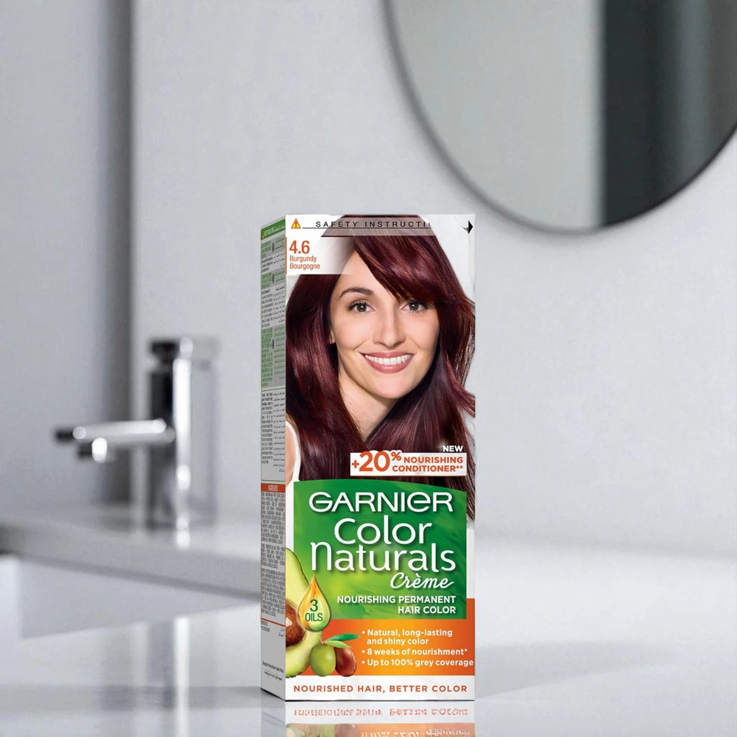 Garnier Color Naturals Crème Hair Colour 4.6 Burgundy | With 3 Nourishing Oils | 100% Grey Coverage & Long-Lasting Shine - Damoo