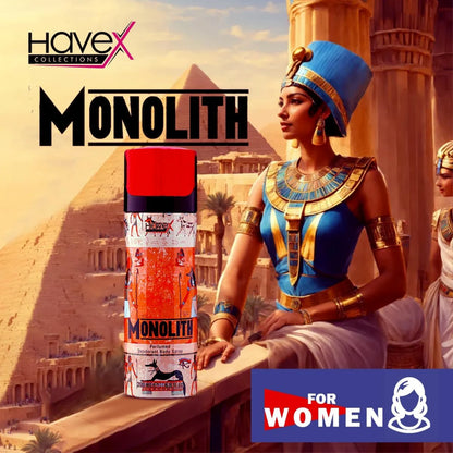 Havex Monolith Perfumed Deodorant Body Spray for Men – Premium Fresh & Masculine Fragrance with Natural Ingredients, Long-Lasting Odor Protection, Egyptian-Inspired Packaging, 200ml Spray Bottle - Damoo