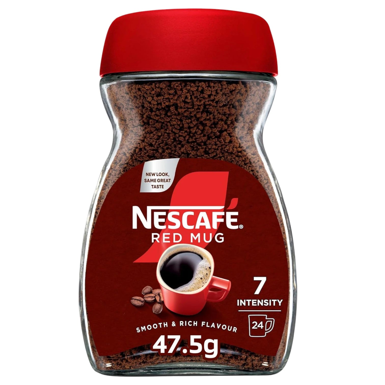 Nescafé Red Mug Instant Coffee Jar 47.5g – Signature Roast Blend | 24 Cups | Smooth & Rich Flavor | Robusta & Arabica Beans | Medium Roast | Caffeinated - Damoo