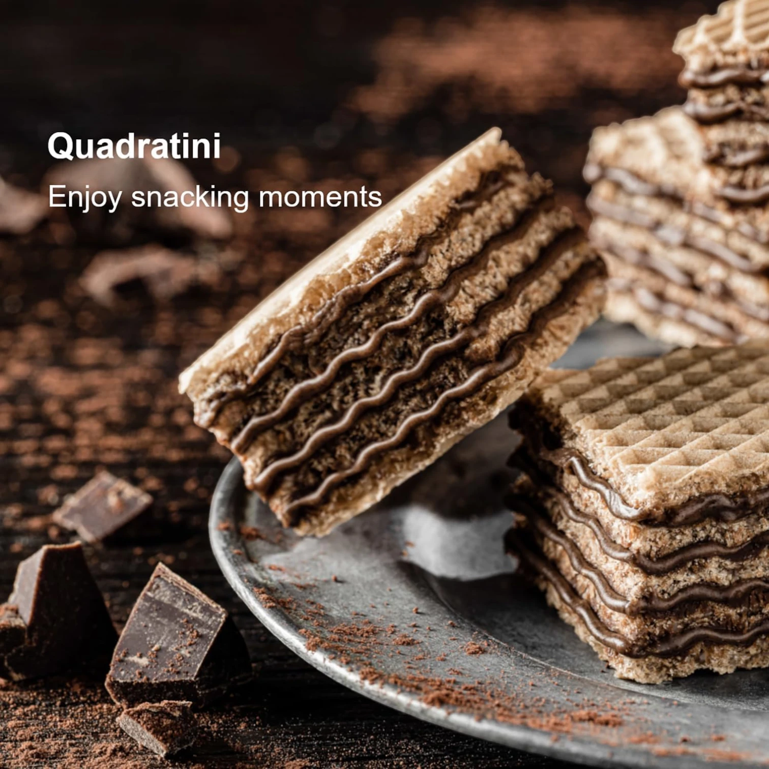 Loacker Quadratini Napolitaner Wafers – 125g | Crispy Wafers with Hazelnut Cream – Perfect for Parties, Weddings, and Birthdays - Damoo