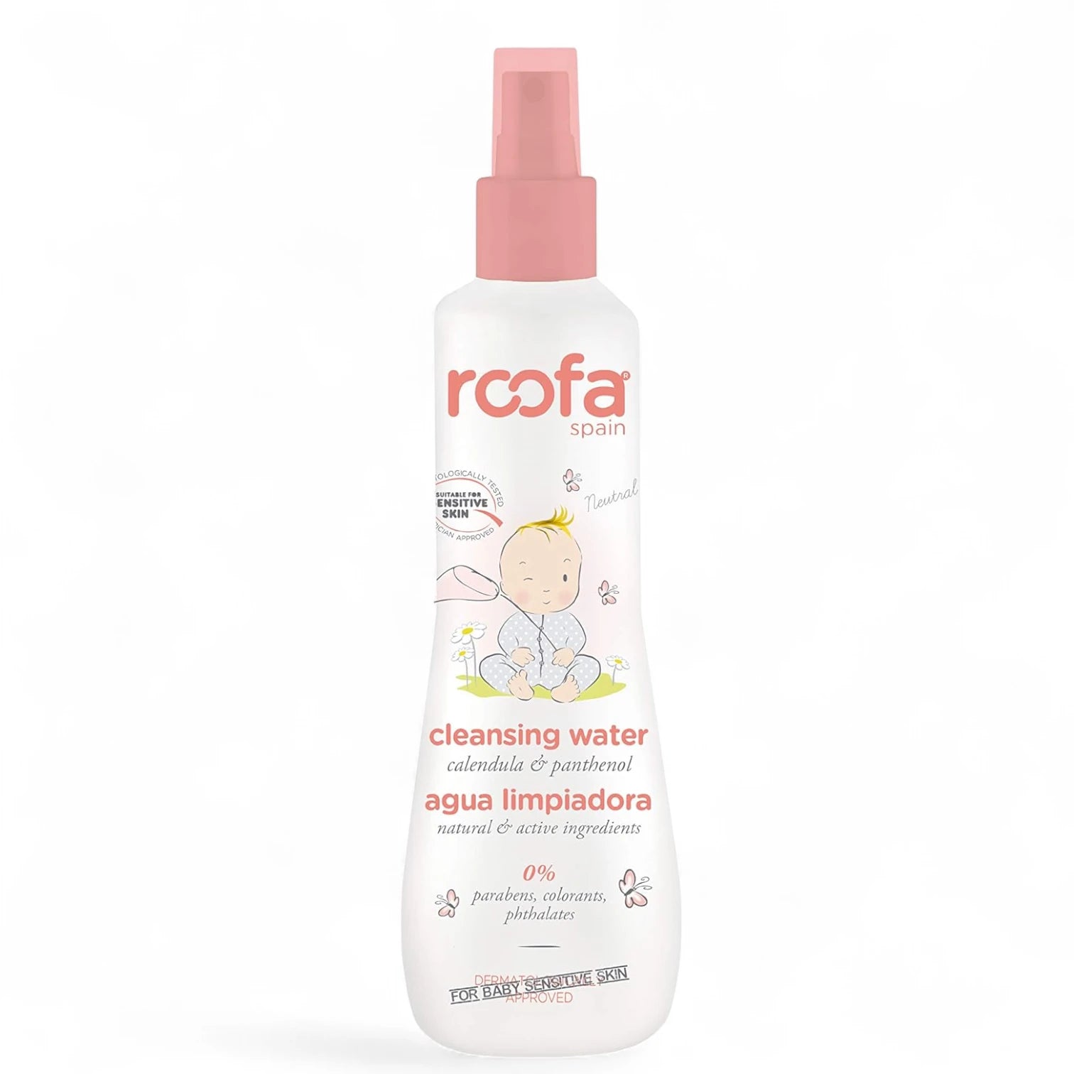 Roofa Natural Cleansing Water 200ml – Alcohol-Free Baby Cleanser with Thermal Spring Water, Calendula & Panthenol | Deep Cleansing & Hydrating for Sensitive Skin - Damoo