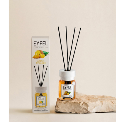EYFEL Pineapple Reed Diffuser – 120ML Long-Lasting Home Fragrance | Tropical Scent with Natural Reeds | Decorative Aromatherapy Air Freshener for Home or Office