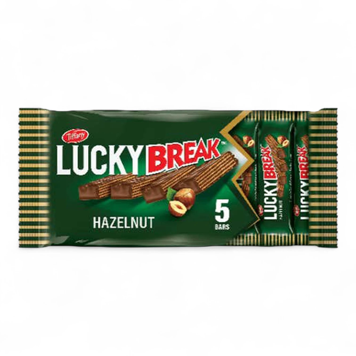 Tiffany Lucky Break Hazelnut Chocolate Wafer – 5 x 40g Crispy Wafers with Creamy Hazelnut Filling and Milk Chocolate Coating | Crunchy & Creamy Snack Bars - Damoo