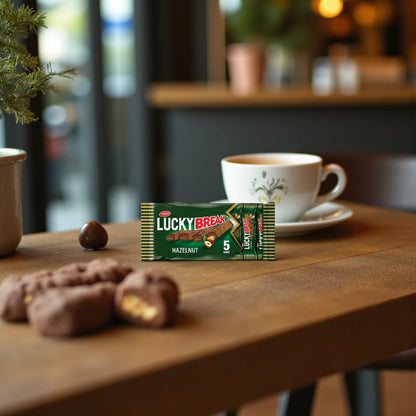Tiffany Lucky Break Hazelnut Chocolate Wafer – 5 x 40g Crispy Wafers with Creamy Hazelnut Filling and Milk Chocolate Coating | Crunchy & Creamy Snack Bars - Damoo