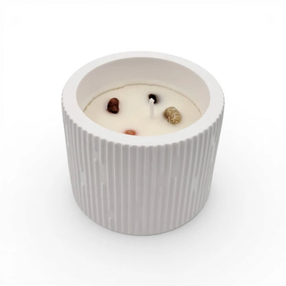 Luxury Scented Candle in Textured Ceramic Jar, Hand Poured Long Lasting Aromatherapy Candle for Home Décor & Relaxation - Multi Design (6H x 7L x 7W CM) - Damoo