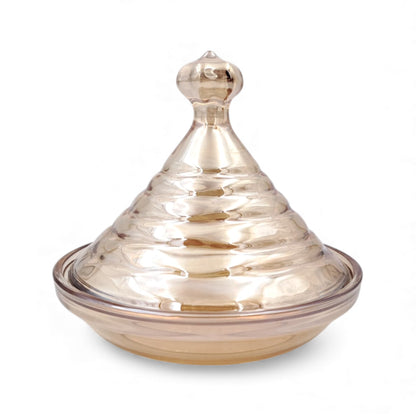 Decorative Glass Candy Jar with Dome Lid – Elegant Serving Jar for Dates, Sweets & Treats, Ideal for Ramadan & Home Décor (12H x 13L × 13W CM) - Damoo