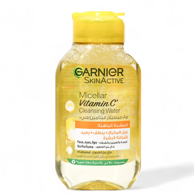 Garnier SkinActive Micellar Water with Vitamin C 100ml | Removes Makeup, Cleanses & Brightens | Gentle No-Rinse Formula for Radiant Skin - Damoo