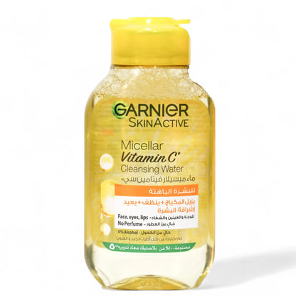 Garnier SkinActive Micellar Water with Vitamin C 100ml | Removes Makeup, Cleanses & Brightens | Gentle No-Rinse Formula for Radiant Skin - Damoo