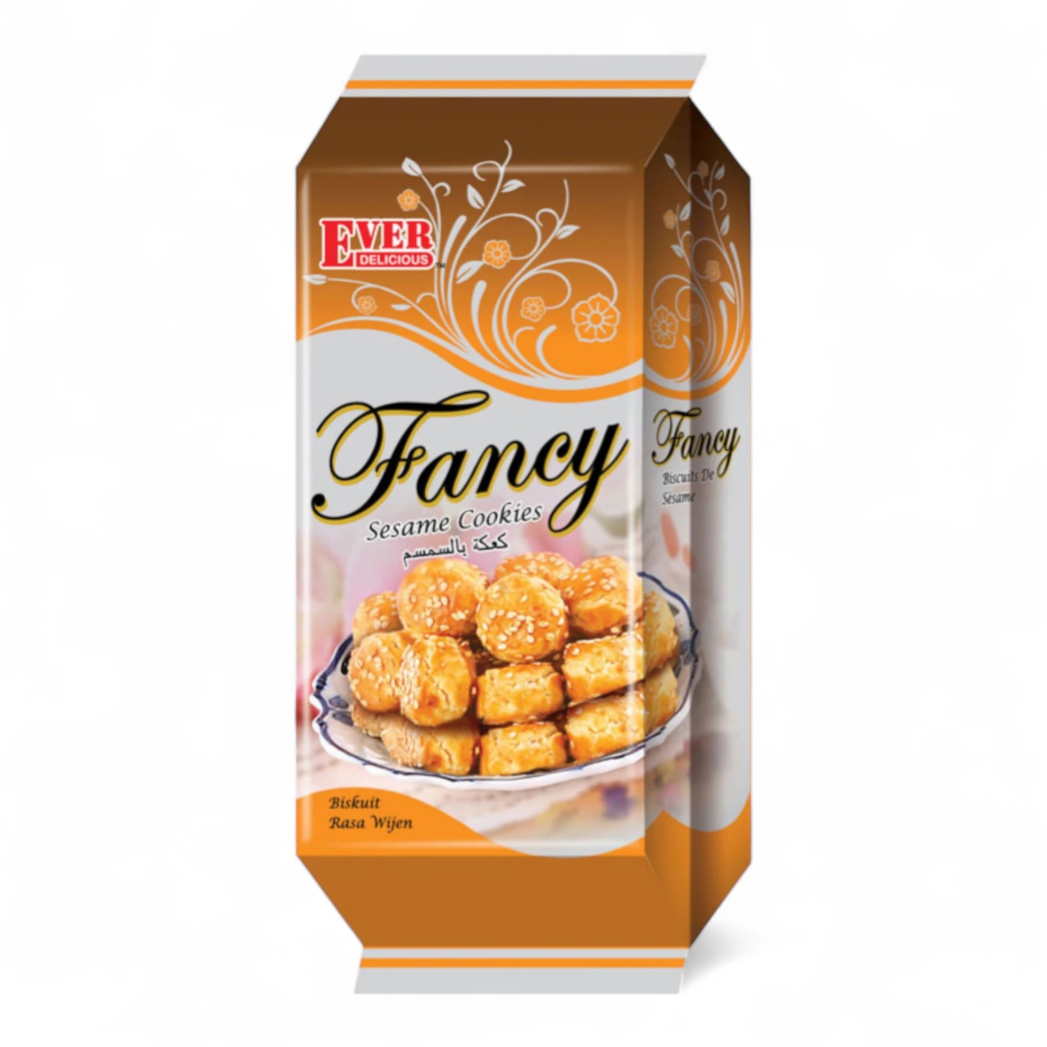 Fancy Ever Delicious Fancy Sesame Cookies – 150g | Crispy, Flaky Wheat Biscuits with Rich Sesame Flavor – Vegetarian Snack from Malaysia - Damoo