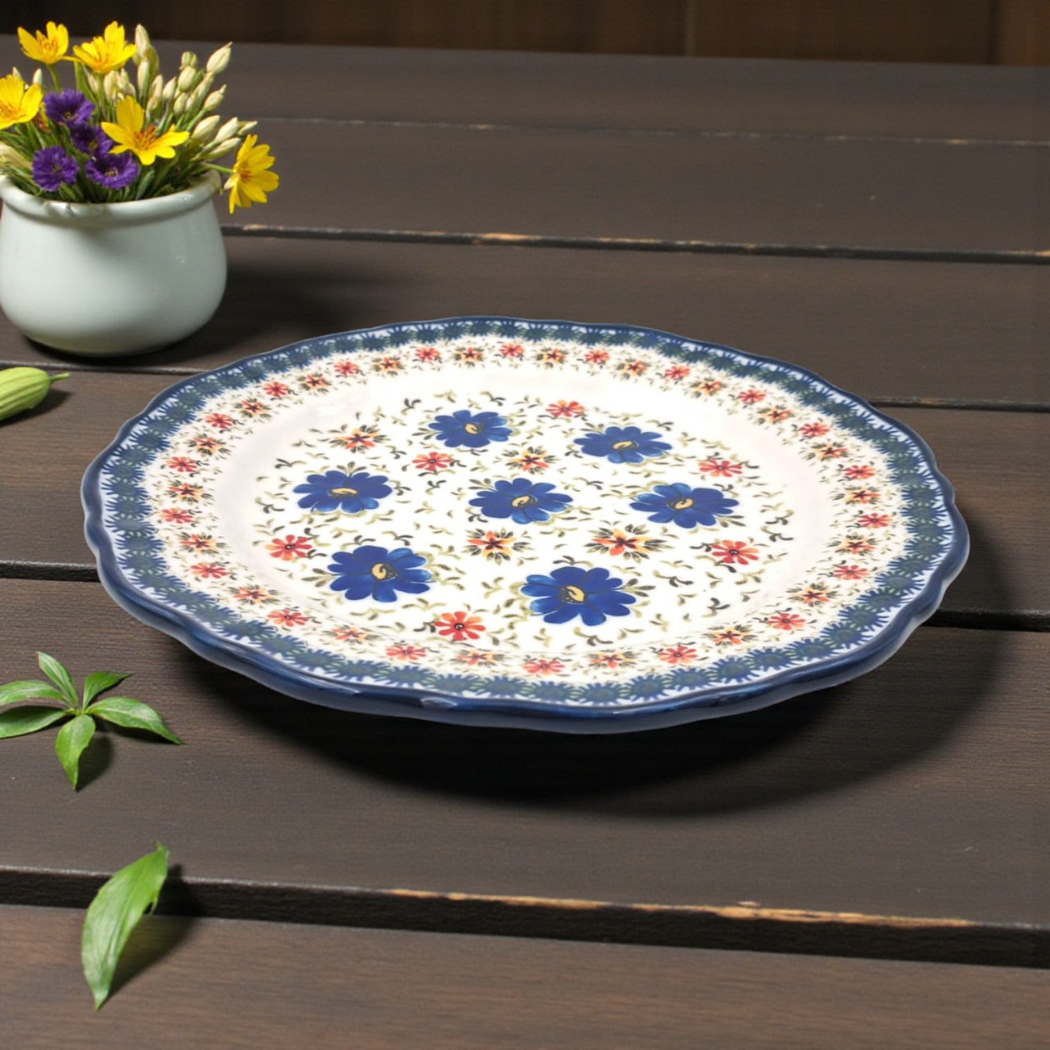 Hand-Painted Ceramic Breakfast Plate 23cm – Boleslawiec Floral Pattern – Stoneware – Microwave & Dishwasher Safe – Durable & Food-Safe Gift Plate