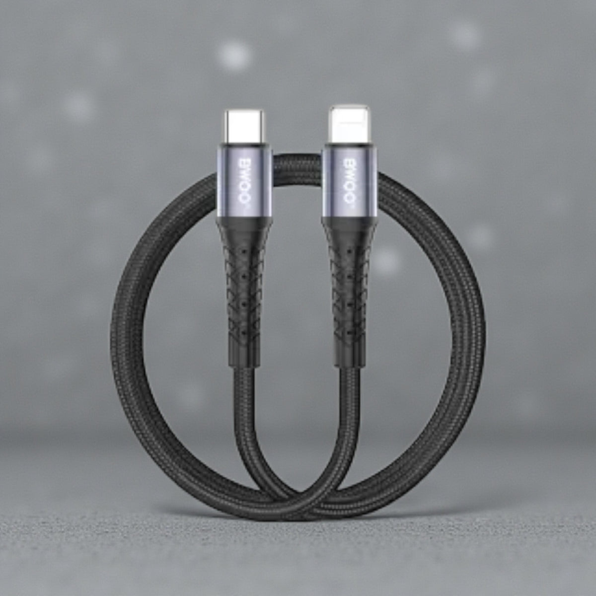 BWOO Type-C to Lightning Fast Charging Cable 27W PD – 2M Braided Nylon, Metal Connectors, 480Mbps Data Sync – Durable USB-C to Lightning Cable for iPhone & iPad (Black)