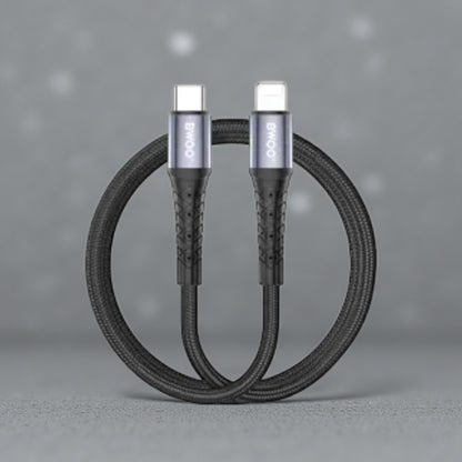 BWOO Type-C to Lightning Fast Charging Cable 27W PD – 2M Braided Nylon, Metal Connectors, 480Mbps Data Sync – Durable USB-C to Lightning Cable for iPhone & iPad (Black)