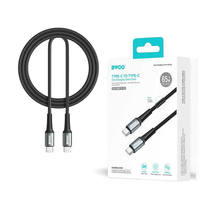 كابل شحن ونقل بيانات سريع من BWOO USB-A إلى Lightning بطول 2 متر - نايلون مضفر 2.4 أمبير عالي السرعة مع موصلات من سبائك الألومنيوم لأجهزة iPhone وiPad - أسود (BO-X288L-2M)
