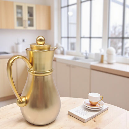 Najib Modern Style Stainless Steel Vacuum Flask Set – 0.7L & 1.0L Double-Wall Insulated Thermos Jugs | Elegant Brushed Silver Finish, Leak-Proof Design & Ergonomic Handle for Hot & Cold Beverages - Damoo