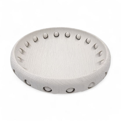 Round Cream Stoneware Basket Bowl – Handcrafted Decorative Bread & Fruit Bowl for Dining and Home Décor - Damoo