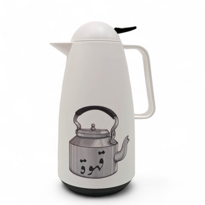 Crystal House White Thermos Flask  – Vintage Kettle Design | Insulated Coffee & Tea Jug for Hot & Cold Drinks - Damoo