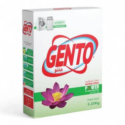 Gento Antibacterial Detergent Powder – Flower Scent, Low Foam, Powerful Stain Removal for Automatic Washing Machines – 2.25Kg - Damoo