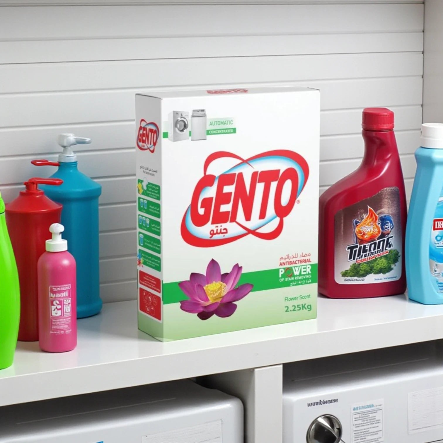 Gento Antibacterial Detergent Powder – Flower Scent, Low Foam, Powerful Stain Removal for Automatic Washing Machines – 2.25Kg - Damoo