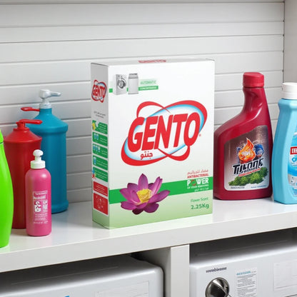 Gento Antibacterial Detergent Powder – Flower Scent, Low Foam, Powerful Stain Removal for Automatic Washing Machines – 2.25Kg - Damoo